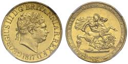 World Coins - George III 1817 Sovereign NGC AU58, first year of the modern sovereign