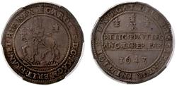 World Coins - Charles I 1643 Half-Pound, Oxford Mint, horseman over militaria EF40