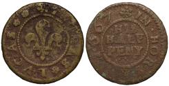 World Coins - Sussex Horsham Thomas Lucas Halfpenny 1667, fleur de lis