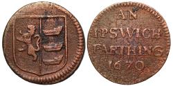 World Coins - 17th Century Suffolk Farthing, Ipswich Town 1670