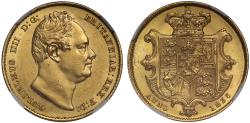 World Coins - William IV 1835 Sovereign, rare date, NGC AU58