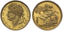 World Coins - George IV 1821 Sovereign, first date of reign, NGC MS63*