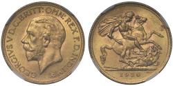 World Coins - George V 1930-SA Sovereign Pretoria Mint MS64