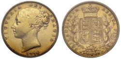 World Coins - Victoria 1874 Sovereign, shield reverse, die 32, PCGS XF45