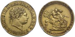 World Coins - George III 1820 Sovereign, open 2 in date NGC AU50