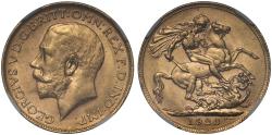Ancient Coins - George V 1923-P Sovereign Perth Mint MS62