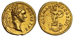 Ancient Coins - Domitian, Gold Aureus, Mint of Rome, NGC Ch AU strike 5/5, surface 3/5