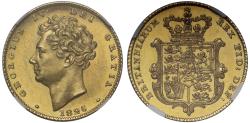 World Coins - George IV 1826 proof Half-Sovereign PF63CAM, with tuft of hair
