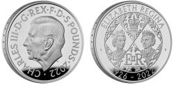 World Coins - Charles III 2022 platinum proof piedfort Five Pounds Memorial EIIR