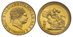 World Coins - George III Sovereign 1820 open 2, off set 0 and die axis MS61