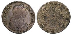 World Coins - Scotland, Charles II 1673 Two-Merks, type II with thistle below bust