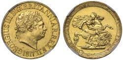 World Coins - George III 1817 Sovereign, first year of issue MS61
