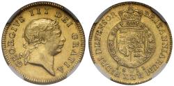 World Coins - George III 1811 Half-Guinea, seventh bust, AU55, rarest date of type