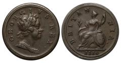 World Coins - George I 1718 Halfpenny, first issue