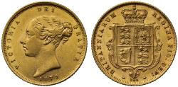 World Coins - Victoria 1872 Half-Sovereign, die number 244, third young head, AU55