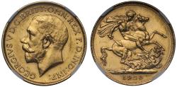 World Coins - George V 1923-S Sovereign Sydney Mint, low mintage R4, MS62