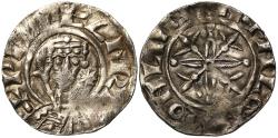 World Coins - William II cross fleury and piles type Penny, London Mint, moneyer Ealgar