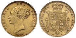 World Coins - Victoria 1862 Half-Sovereign, key date rarity NGC VF25