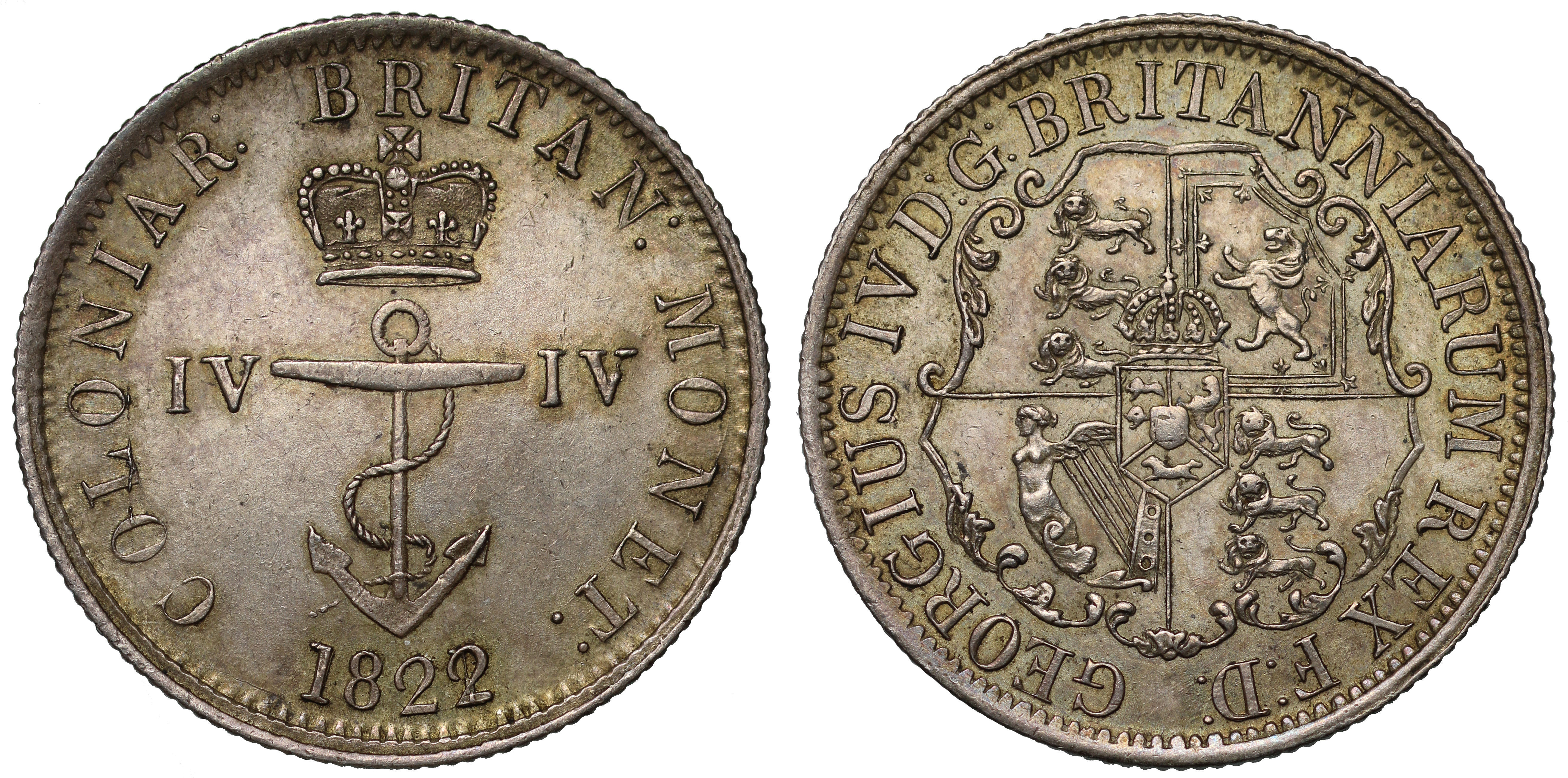 British West Indies, George III, 1822, 1/4-Dollar. | North