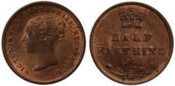 World Coins - Victoria 1844 Half-Farthing