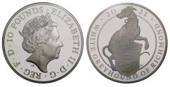 World Coins - * Queen's Beasts 2021 silver 5oz White Greyhound of Richmond