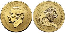 World Coins - Charles III 2024 gold RP70 5oz Lion and Eagle