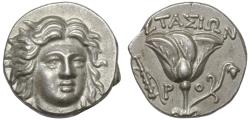 Ancient Coins - Rhodes, Silver Drachm, c. 205 BC, Stasion.
