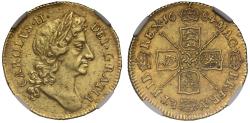 World Coins - Charles II 1684 Half-Guinea, final date for reign NGC AU58 finest graded