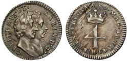 World Coins - William and Mary 1690 silver Fourpence