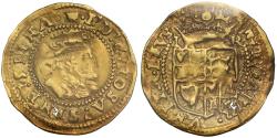 World Coins - James I gold Halfcrown XF45, fifth bust mm. book on lectern, Ext Rare mm