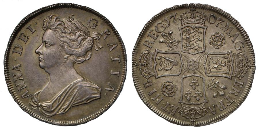 adjustment fine 5 letters Anne Halfcrown 1707