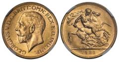 World Coins - George V 1931-P Sovereign Perth Mint MS63