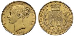 World Coins - Victoria 1859 'Ansell' Sovereign AU53, struck from Australian gold
