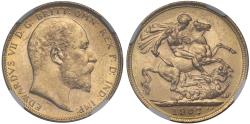 World Coins - Edward VII 1907 M Sovereign Melbourne Mint MS61