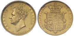 World Coins - George IV 1829 Sovereign, bare head AU55
