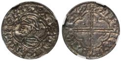 World Coins - Canute Penny, Quatrefoil type, Bruton, Aelfwine, extra pellet behind bust