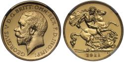 World Coins - George V 1911 proof Half-Sovereign PF65* Coronation issue
