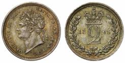 World Coins - George IV 1825 silver Twopence MS65, with T struck over B in legend, finest graded