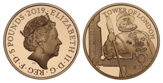 イギリス 2019 ロンドン塔 ヨーマン ウォーダーズ 5ポンド 銀貨
