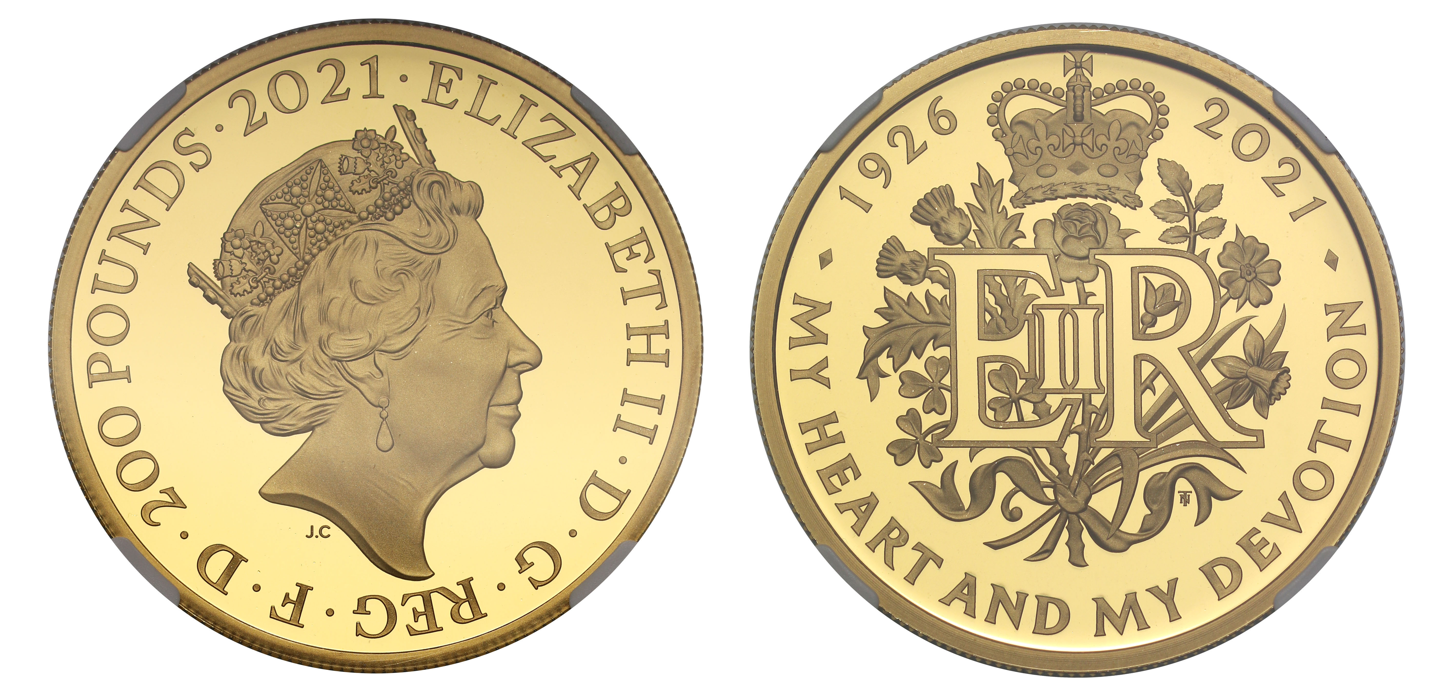 QE II 2021 PF70 UC FR gold 2oz Queen's 95th Birthday | European Coins