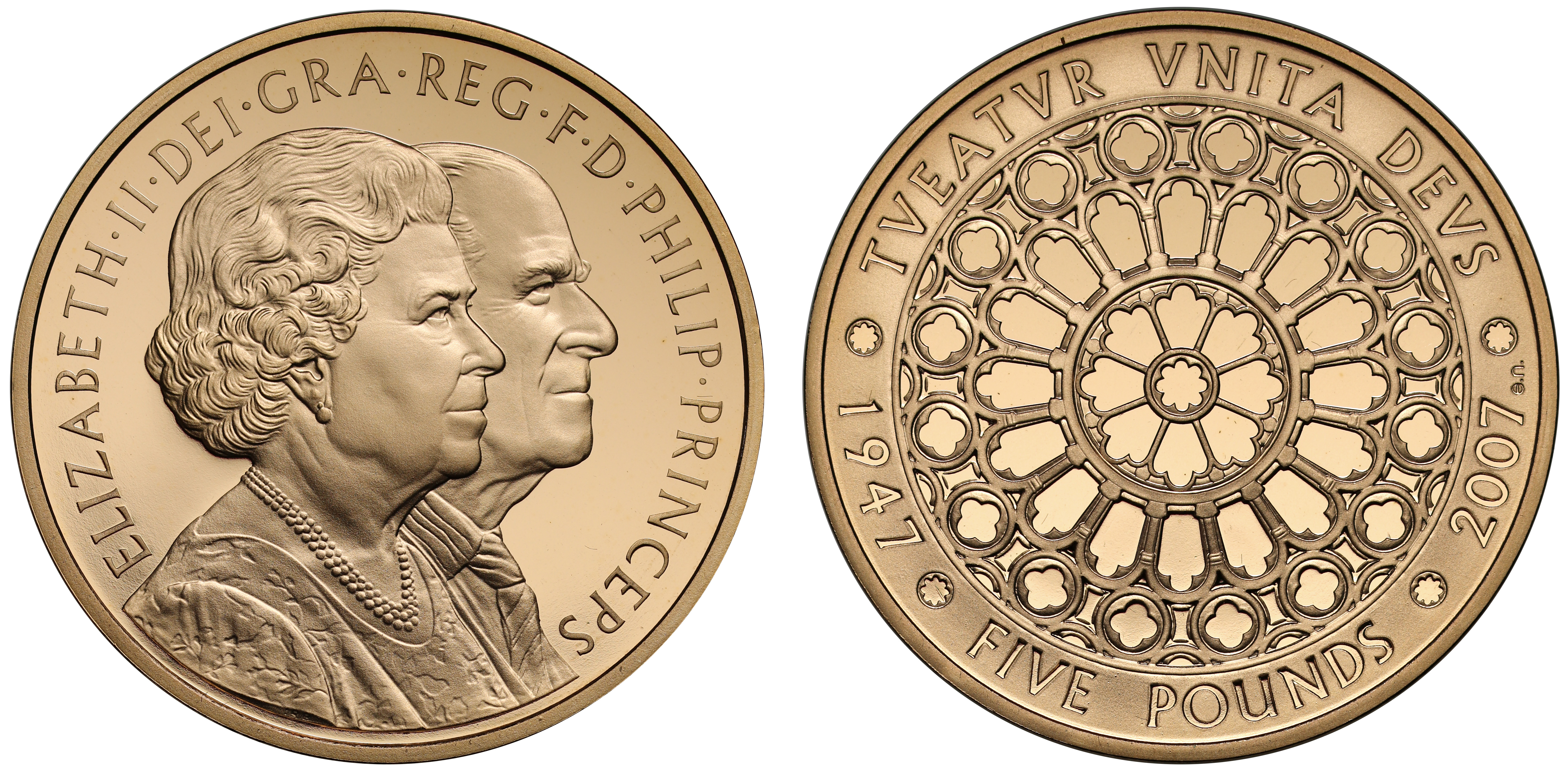 Elizabeth II 2007 proof Five-Pounds Diamond Wedding | European Coins