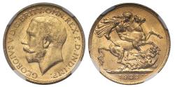 World Coins - George V 1922 P Sovereign Perth Mint MS62
