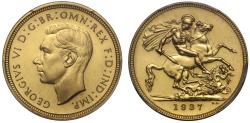 World Coins - George VI 1937 proof Sovereign, only 5,501 struck, PCGS PR64CAM