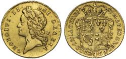 World Coins - George II 1737 Half-Guinea, young head, extremely rare date