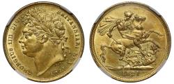 World Coins - George IV 1821 Sovereign, first laureate head, coronation year