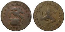 World Coins - Isle of Man, James Stanley, 1733 copper Penny