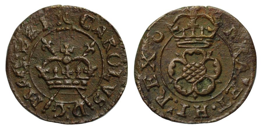 Charles I Rose Farthing type 4 mm crescent | European Coins