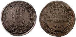 World Coins - Charles I 1642 Pound, Oxford Mint, Chequered Exergue variety PCGS EF40