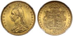 World Coins - Victoria 1887 Half-Sovereign, MS64, Golden Jubilee issue, DISH L508