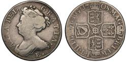 World Coins - Anne 1708 E* Shilling, Edinburgh, third local bust